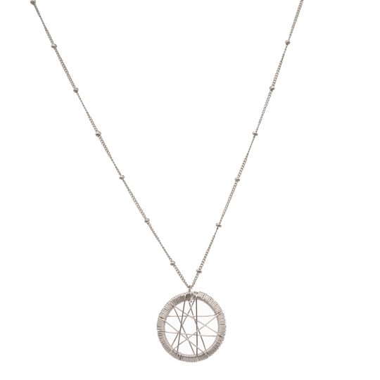 Sterling Silver Dream Catcher Star necklace on Satellite chain