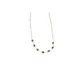 Sterling silver chain necklace with red garnet stones