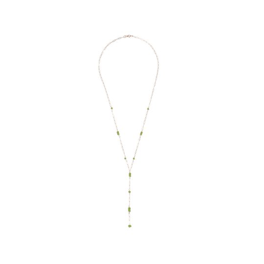 Chain necklace set with gemstones
