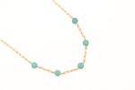 handmade 14k gold plated green chalcedony gemstone necklace on link chain