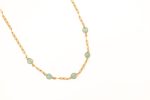 handmade 14k gold plated green chalcedony gemstone necklace on link chain
