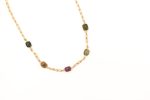 handmade sterling silver plated multi color tourmaline gemstone necklace on link chain