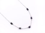 handmade sterling silver plated black spinel gemstone necklace on link chain