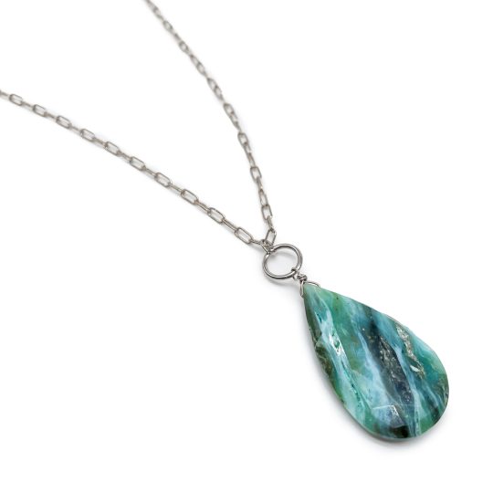 super divine Peruvian Opal necklace in sterling silver pc 2 chain