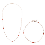 PC Gem Necklace and PC Bracelet gift set with spaced gemstones on dainty paper clip chains