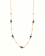 14K Gold Filled Solstice Necklace with 5 gemstones spaced evenly along the chain